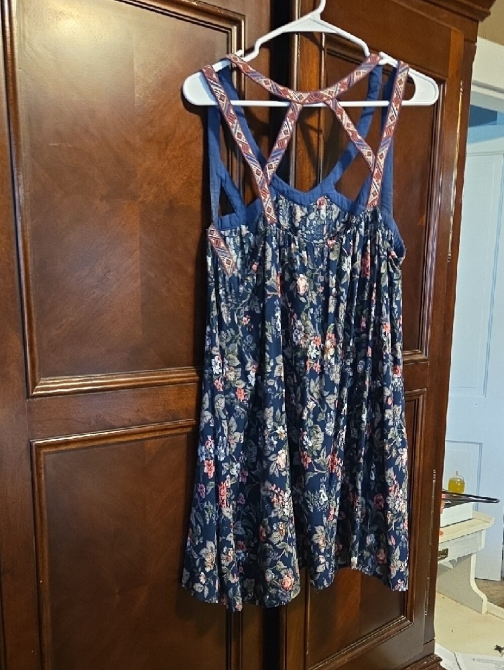Flying Tomato Navy Floral Sundress with Pink and Green Accents - Picture 2 of 4